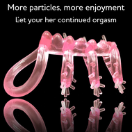 4 in 1 Spike Design Reusable Pink Spike G spot Crystal Penis Sleeves with Spike and Bolitas for Men Male G point Extender Cock Penis Sleeves Time Delay Sex Penis Rings for Men