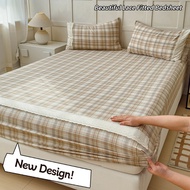 Creative Plaid Lace Fitted Bedsheet Coquette Romantic Retro Bedsheet Single/Super Single/Queen/King 