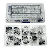 200Pcs/box 10Value Diode Assorted Kit Set 1N5819 1N5818 1N5817 1N4007 1N4006 1N4005 1N4004 1N4003 1N