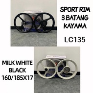 KAYAMA LC135 3 BATANG SPORT RIM WITH BEARING BUSH LC 135 135LC 160X185 BLACK WHITE TL33