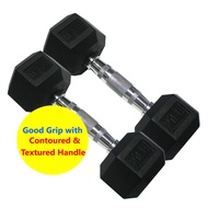 RCL 10LB (≈4.5KG) X 2 Rubber Coated Hexagon Dumbbell LBHX8010 Dumbell for Sport Gym Fitness Exercise