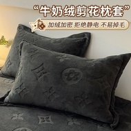 冬季牛奶珊瑚绒雕花枕套一对装48x74加厚珊瑚绒枕头套单个枕芯罩A Pair of Thickened Single and Double Pillowcases with Pillow Core C