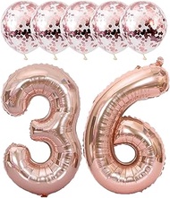 Rose Gold 36 Foil Balloons 40" Jumbo Foil Balloons Confetti Balloons for 36th Birthday Wedding Anniv