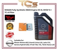 NISSAN Fully Synthetic 0W20 Engine Oil 4L SP/GF-6 + TC Oil Filter