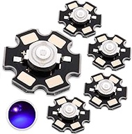5Pcs 3W Blacklight Bright 405nm UV High Power LED Chip with Aluminum Plate 20mm Star PCB Base Heat S