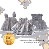 Baju Warna Abu Silver Bayi Perempuan 6 12 Bulan Dress Rok Tutu Import