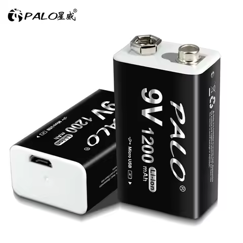 PALO 1200mAh 9V Li-ion Rechargeable Battery Usb Charging 6F22 9V Lithium Battery for Metal Detector 