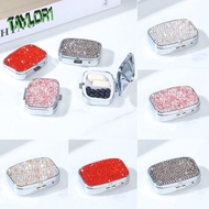 TAYLOR1 Rhinestone-encrusted Jewelry Box, with HD Mirror Waterproof Mini Pill Case, Portable Cute Kawaii Multifunctional Storage Box Medicine