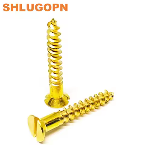 SLGP 100pcs M1.6/2.0/2.5/3.0 Hot Solid Wood Working Screw Pure Brass Copper Slotted Drive Flat Head 