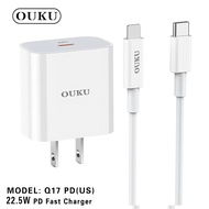 ถูกที่สุด OUKU Q17 อแดปเตอร์ charger อแดปเตอร์สายชาร์จพร้อมปลั๊ก ปลั๊กชาร์จเร็วUSB-C PD 22.5W Fast Charger หัวชาร์จเร็ว