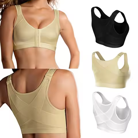 Vest Bras S-5XL Front Closure Posture Corrector Lift Up Bra Women Push Up Cross Back Underwear Shock
