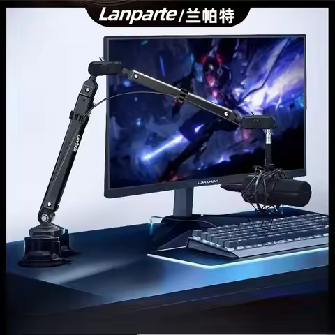 Lanparte Mic Boom Arm Microphone Stand suction cup base for Blue Yeti FIFINE AM8 K669B HyperX QuadCa