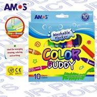 AMOS - 韓國 AMOS 10色粗杆易洗水筆顏色筆 #CM10P-M《香港行貨》