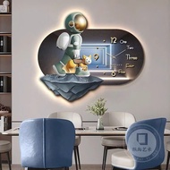 { hot model 2025 } Astronaut wall clock with LED light, Clock painting with LED light.