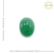 Natural Emerald - Batu Zamrud 100% Asli (Oval Cabochon 8.7x6.7x4.6 mm 1.80 carat) Tempah Cincin Silv