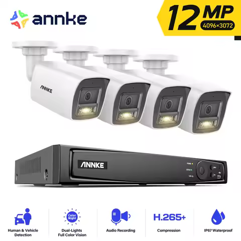 ANNKE H1200 12MP Dual Light Outdoor Surveillance Camera System 2.8MM Lens Person/Vehicle Detection 2