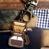 木製鑰匙圈咖啡 v60 傾倒