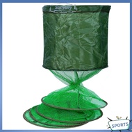 ❥ sunyuey ❥  Telescopic Fyke Net Stainless Steel Ring Fish Shrimp Cage Portable Fish Storage Net Out