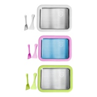 [whfashionkk] Ice Cream Maker Pan, Freezer Yogurt Maker DIY Portable Ice Cream Cold Plate with 2 Spa