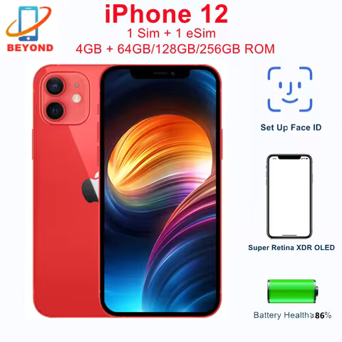 iPhone 12 5G iphone12 6.1" Genuine Super OLED RAM 4GB ROM 64/128/256GB A14 Bionic Face ID NFC 98% Ne