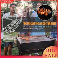 Folding Chicken Wing Leg Rack Chicken Leg BBQ Grill 14 Slots Stainless Steel Roaster Stand for Meat 