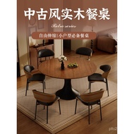 Retractable Medium Rounding Solid Wood Foldable Round White Wax Square Dining Table Chair Wood Grain