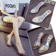 [Top Quality] High Heel Sandals slippers Women Stiletto Sexy ladies Shoes PVC Transparent Women's Sh
