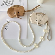 coin pouch coin purse coin bank Cute Baby Elephant Leather Coin Purse with Phone Clip, Lanyard & Pea