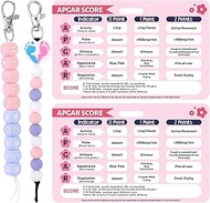 2pcs APGAR Score Newborn Assessment Reference Card with Colorful Hanging Cervical Dilation Beads, Ne