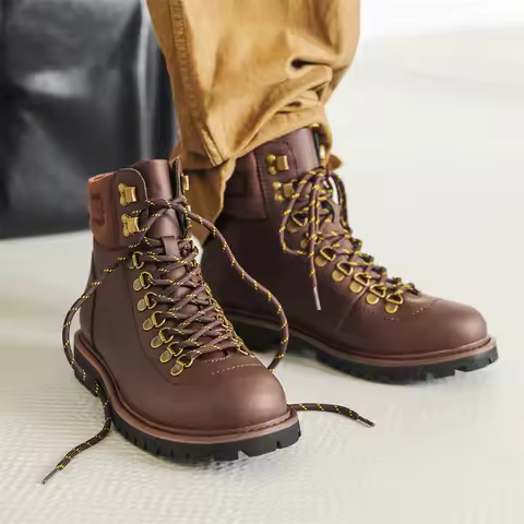 New Handmade Vintage British Men Ankle Boots Military Boots Outdoor Tooling Leather Shoe Business Mo