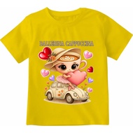 Children's t-shirts / yellow tops for children with digital images of series 99 Ballerina Cappuchino