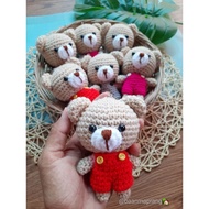 Crochet Bear Keychain With Overalls Keychain Cute Keychain Crochet Keychain