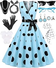 1950s Polka Dots Dress Women Sleeveless Vintage Dresses 50s Outfits Retro Accessories Sock Hop Party