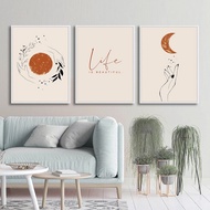 Abstract Boho Style Hand Sun Moon Scene Canvas Painting Print Nordic Wall Decorative Posters for Living Room Home Art Decoration