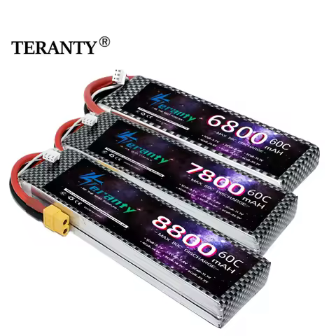 TERANTY 2S Battery 7.4V 6800mah 7800mah 8800mah High Voltage 2s Lipo Battery 60C with XT60 Battery f