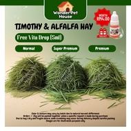 Premium Timothy Hay Alfalfa Hay for Rabbits, Guinea Pigs & Chinchillas (1kg) [Free 5ml VitaDrop]