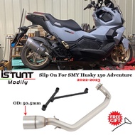 Slip On For SMY Husky 150 Husk150 2022 Adventure Motorcycle Exhaust Systems Modified Front Link Pipe Escape 51mm With Br