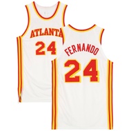 IMPORTED EMBROIDERED ATLANTA HAWKS 24 BRUNO FERNANDO WHITE BASKETBALL JERSEY