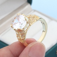 Ready Stock ebay new Style inlaid green zircon hollow Ring Cross-Border European American zircon Ret