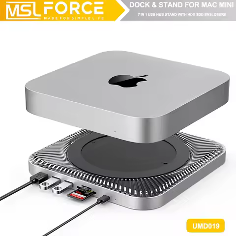 MAC MINI M1 Dock Station Stand With External Storage Disk and 4Ports USB C HUB SD/TF Card Reader 2.5