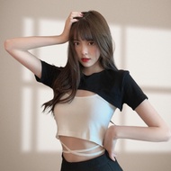 Women's Clothes Crop Top Korean Perforated Crop Tee/Korean Crop Top/Women's Crop T Shirt