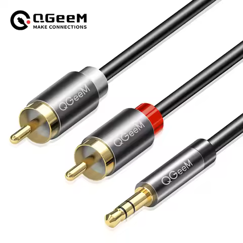 QGeeM RCA Cable 2RCA to 3.5mm Audio Cable RCA 3.5mm Jack RCA AUX Cable for DJ Amplifiers Subwoofer A