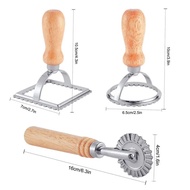 3 cái bánh ngọt ravioli tem Maker khuôn tạo hình rãnh cạnh Pasta Báo Chí có tay cầm gỗ
