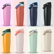 Insulated Stainless Steel Water Bottle With Straw, 30oz (887ml) Car Mug, Coffee Mug With Handle, Lar