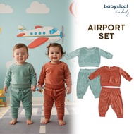 BABYSICAL 0-9 Months AIRPORT SET - Premium Boys and Girls Casual Top Sweater Long Pants SET kids clo