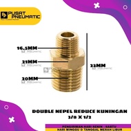 3/8" x 1/2" Double Nepel Reduce Nepel Reduce Kuningan 3/8 x 1/2"