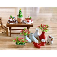 Christmas Tree Clay Miniature In A Ceramic Pot Width 2.4 cm.