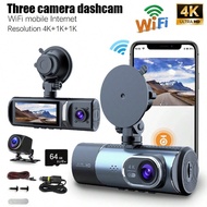 4K HD Driving Recorder With WIFI Function, Front/Middle/Rear 3 Cameras, Wide-Angle Car Driving Recor
