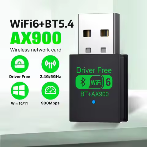 WiFi 6 AX900 Bluetooth 5.4 WiFi USB Adapter Wireless Network Card 2.4G&5GHz Wi-Fi Antenna Signal Rec