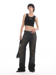 Unvesno (UN) 280克logo刺繡撞色哈蘇線短款坑條女裝背心SWS-1686